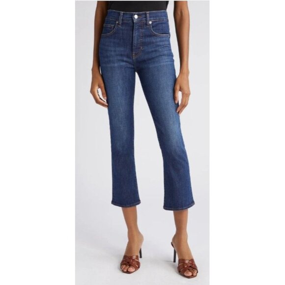 Veronica Beard Carly Kick Flare Denim Size 24 Crop High Rise Jeans NWT Cornflowe - Picture 12 of 12